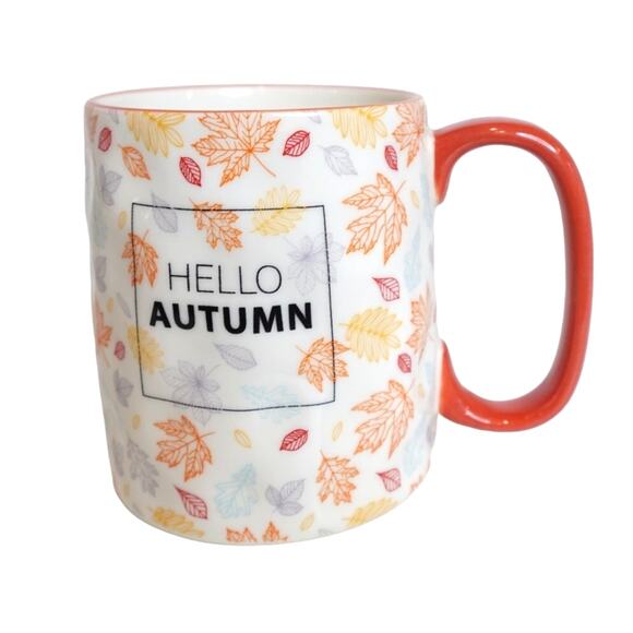 "Hello Autumn" Textured Leaf Fall COFFEE CUP  / Mug - Picture 1 of 7